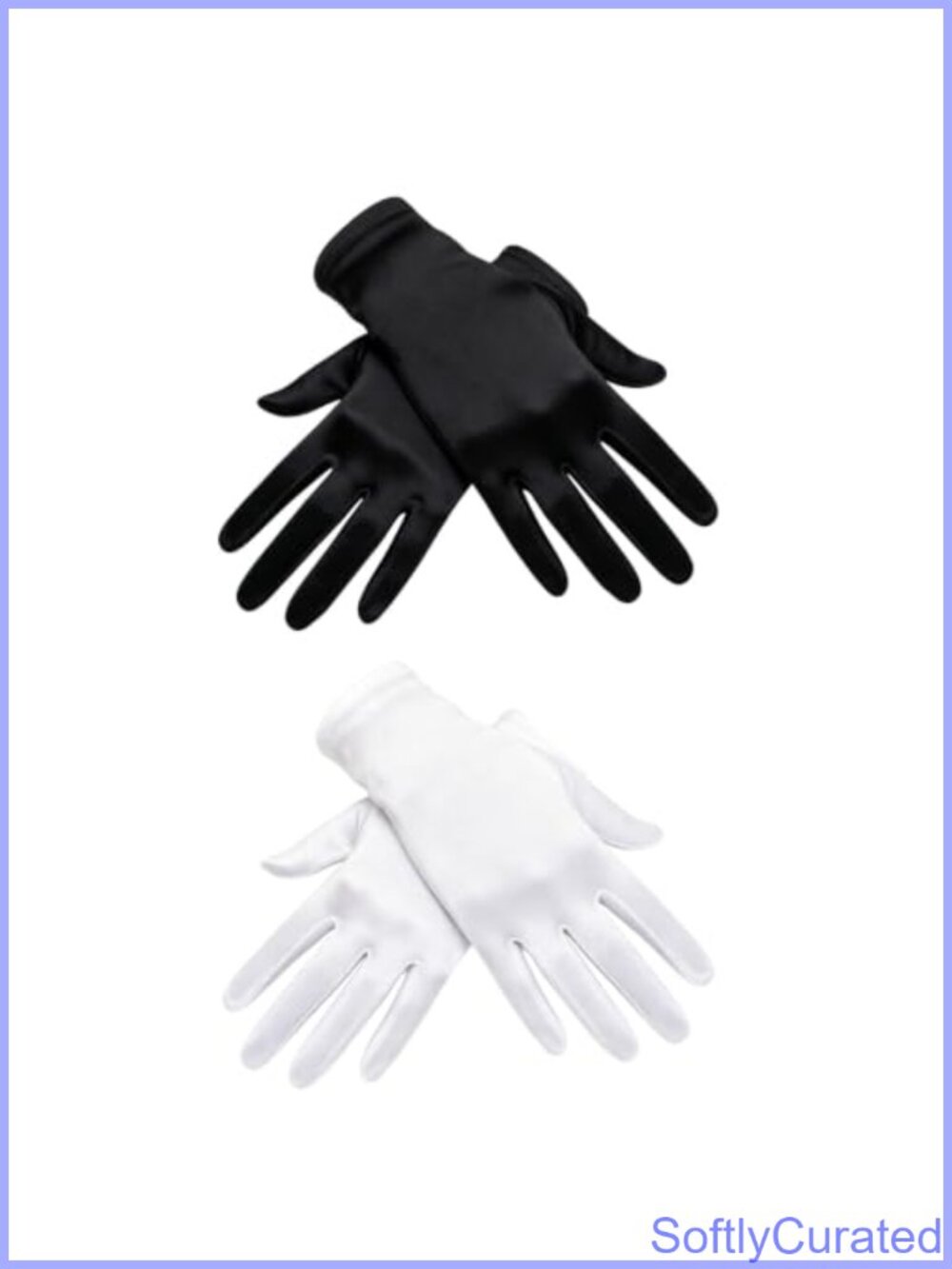 Short Satin Opera Gloves Stretchy Wrist Length Tea Party Formal 2 Pairs